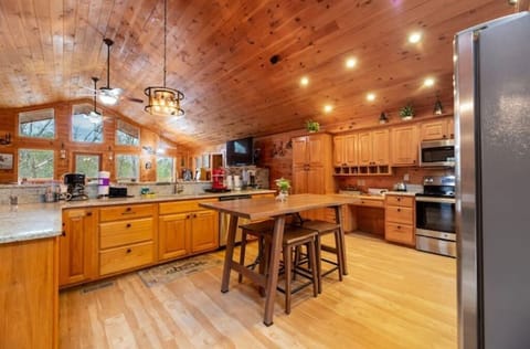 Spacious kitchen with coffee station