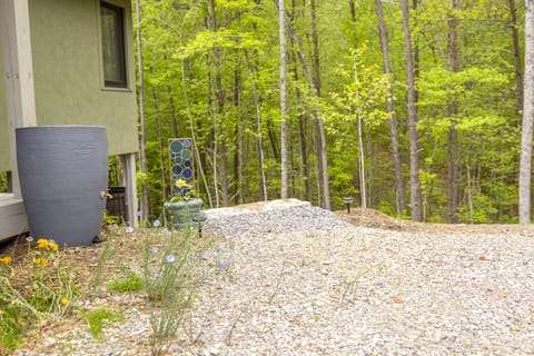 Entrance to stone steps from the parking area/driveway