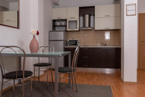 Dining area and kitchen.