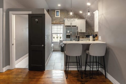 Open kitchen with seating