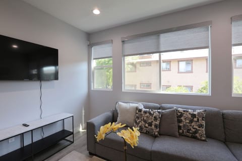 Living area with 55 inch smart TV