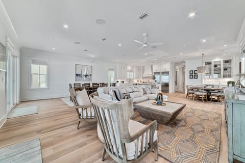 Living, dining, kitchen areas