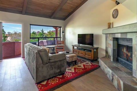 A view of the living area onto front balcony