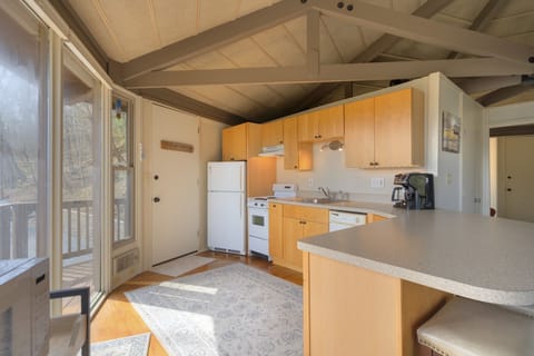 Kitchen with large counter space. 