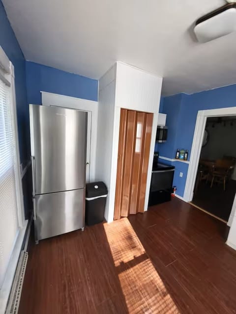 full size fridge, stove with oven, microwave oven