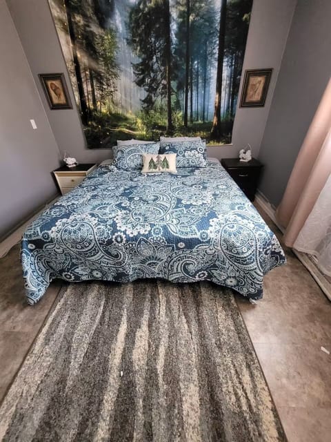 King size bed lighted wall mural with ac, ceiling fan