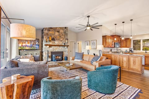 Charming Upscale Living with a Wood Burning Fireplace in the Living Room