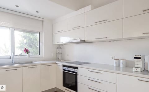 Fully equipped modern kitchen Villa I with front garden/patio view