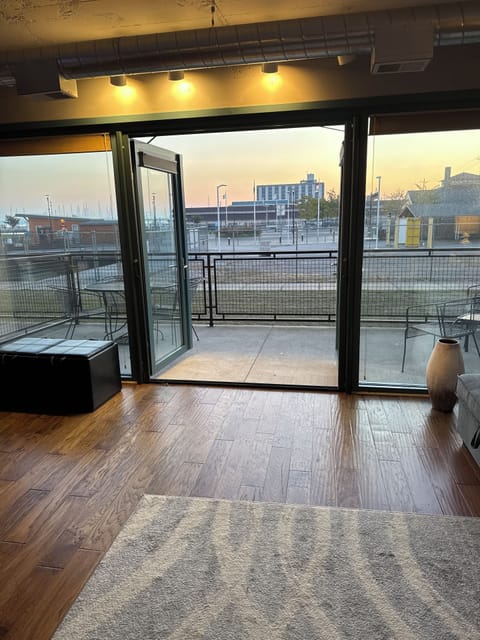 Large patio overlooking Jackson Street Pier