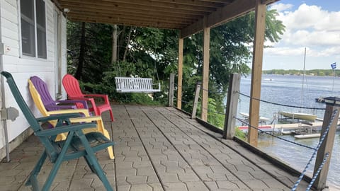 Lower deck with porch swing