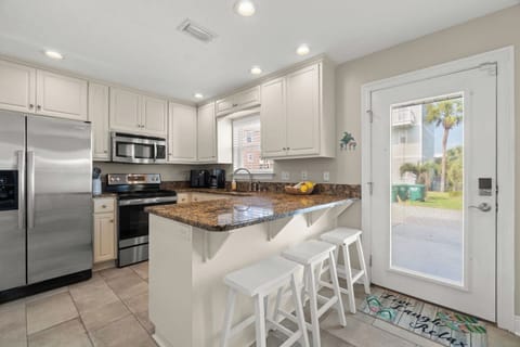 Fully stocked kitchen.