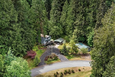 Nestled in the woods with ample parking.