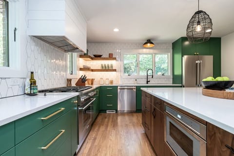 Fully stocked kitchen with high end finishes