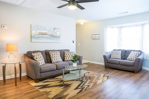 Sit with friends in the cozy living room