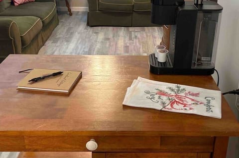 Coffee station / food prep area. 