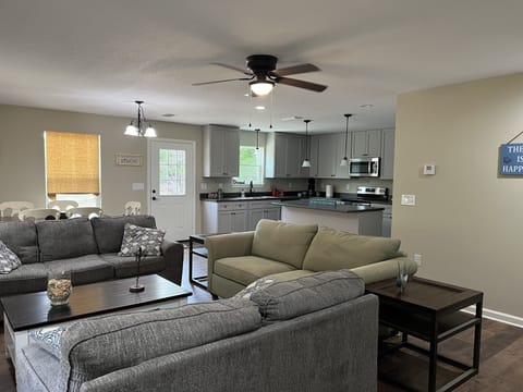 Lots of cozy seating space and a sofa sleeper