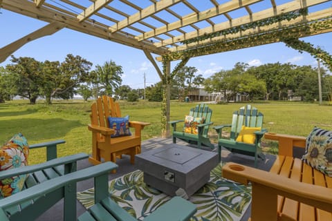 Back Pergola outdoor seating with views.  