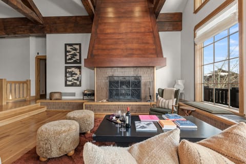 Main Level Grand Room │ Wood Burning Fireplace and Surround Seating