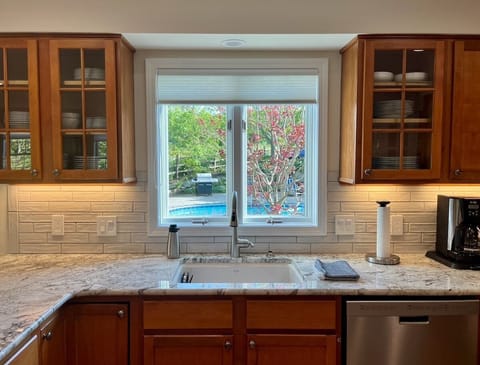 Prep sink with pool views