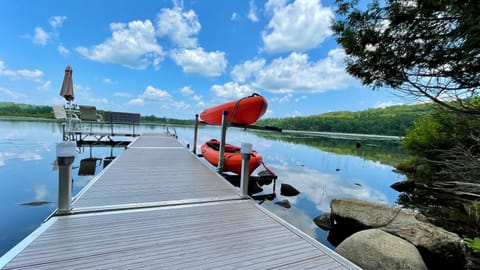 Kayaks ready to go! Situated next to water-level platform for easy entry.