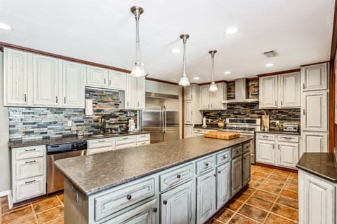 Amazing kitchen with a huge granite island
