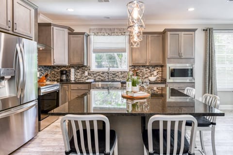 The bar adds extra seating for the whole family.