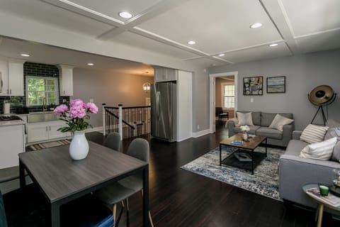 Open living area, dining area and stairs to the lower level