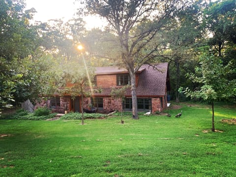 The coolest place to stay in Edmond. It’s a hidden gem off of Route 66 in Edmond, OK. And yes, we have wild turkeys and the one in this picture is an albino turkey. 