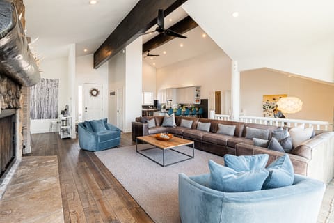 Main Level Great Room with Vaulted Ceilings and Hardwood Floors