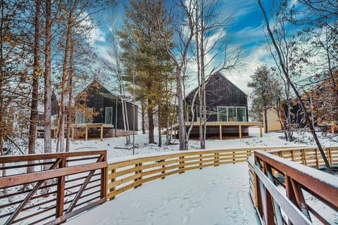 Cabin 11 with snow and TART Trail crossing the Acme Creek