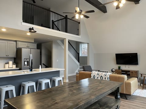 Open concept kitchen, dining, living room