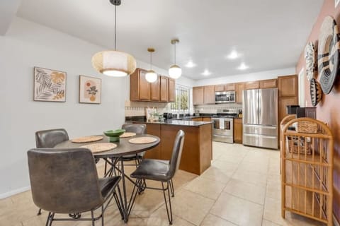 dining table and bar stools for extra seating