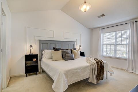 Bedroom 1 | King | USB plugs | Blackout Curtains | 55" Roku TV | Fireplace