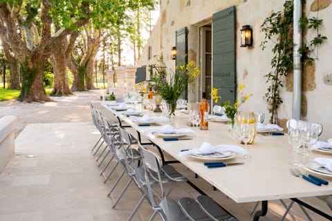 Dining table in front of kitchen - seats 22