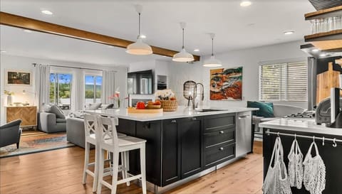 Beautiful view of the lake from the kitchen and living room.