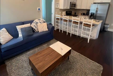 Step into our inviting living room with pull out sleeper sofa and  Smart TV