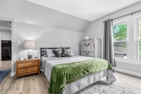 A stylish bedroom with a touch of glamour, perfect for a romantic getaway.