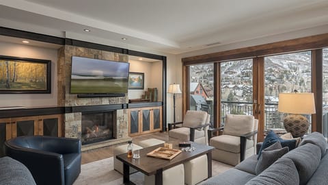 Great Room, Main Level - With fireplace and views
