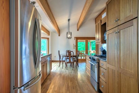 Kitchen flows into the Dining area