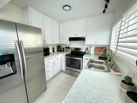 Our kitchen is fully equipped for creating delicious meals.