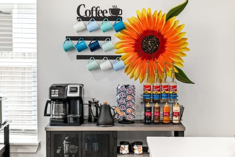 New Wall Mural as of 2/8/2024: Enjoy a coffee station with Keurig coffee, hot cocoa, various tea assortments, and more!