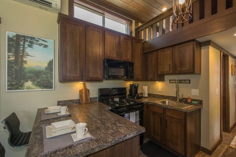 kitchen and bar area