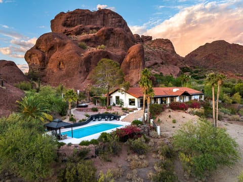 The Rock House boasts breathtaking mountain views and a luxurious pool.