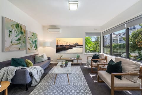 Light and bright living space with smart tv. Bring your Netflix login details