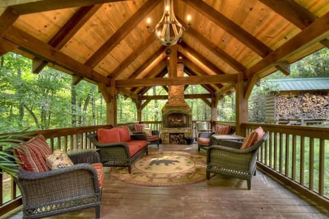 Relax by the fire and enjoy the surrounding woods