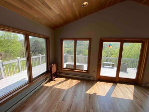 Living room view and yoga spot