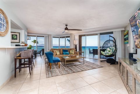 Beautifully furnished corner, oceanfront condo with wrap around lanai.