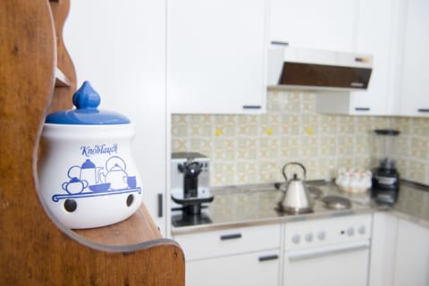 The kitchen with dishwasher, oven, Delonghi machine, raclette and fondue dishes
