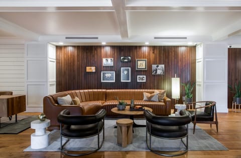 Linger in the inviting lounge with artisan furnishings and soft textures.