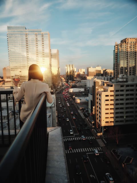 Soak in golden-hour skyline views from your private balcony.